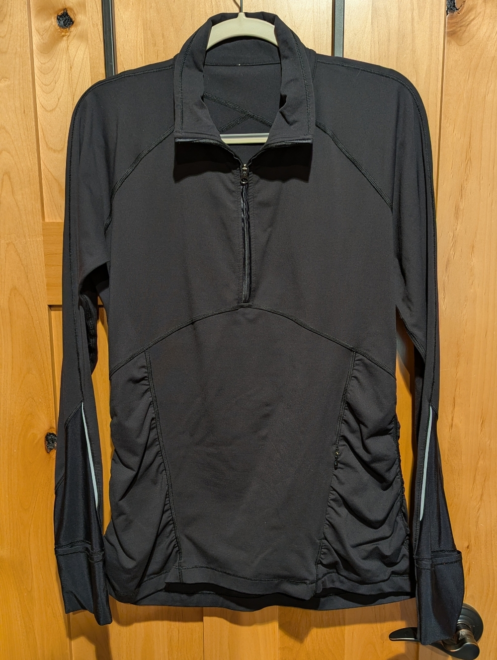 Lululemon Half Zip Pullover Running Sweater Ruched Soft Nulu Black Sz 12